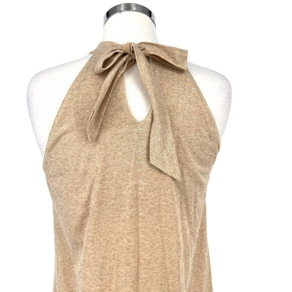 Michael Stars Metallic Gold Halter Dress Cream Beige Size 2 XS - Picture 6 of 13